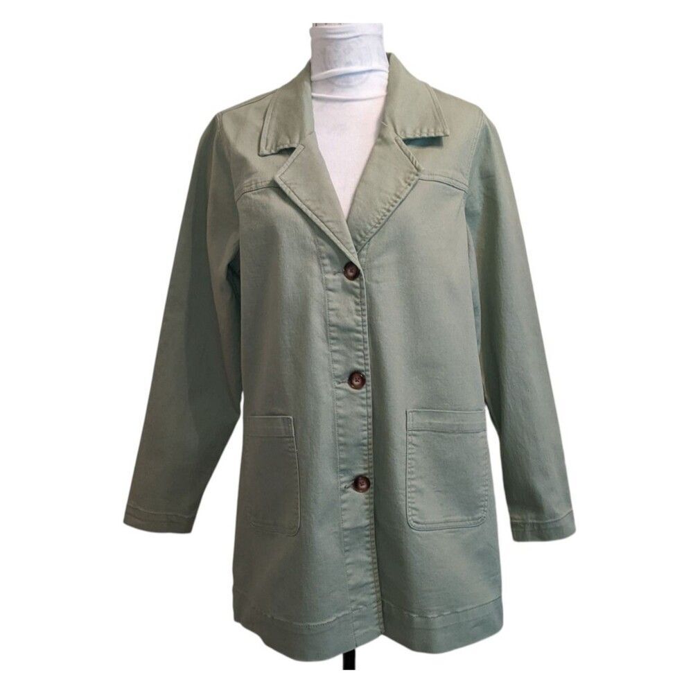 Pea Coat Women's Sage Green Car Coat Cotton Minimal Size L